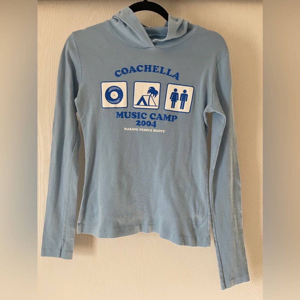 Coachella hooded long sleeve American Apparel shirt SIZE L
